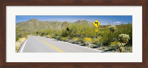 Framed Directional signboard at the roadside, McCain Loop Road, Tucson Mountain Park, Tucson, Arizona, USA Print