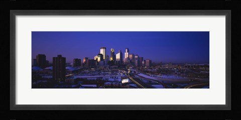 Framed Skyscrapers at dusk, Minneapolis, Minnesota, USA Print