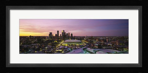 Framed Skyscrapers lit up at sunset, Minneapolis, Minnesota, USA Print