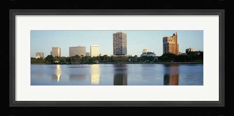 Framed Lake Merritt with skyscrapers, Oakland, California Print