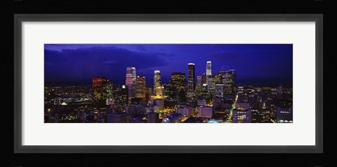Framed Skyscrapers lit up at night, City Of Los Angeles, California, USA Print