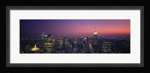 Framed Twilight, Aerial, NYC, New York City, New York State, USA Print