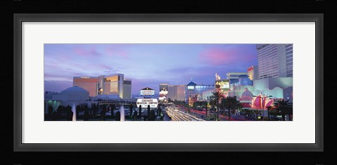 Framed Dark Blue Sky with Pink Coulds Over Las Vegas Print