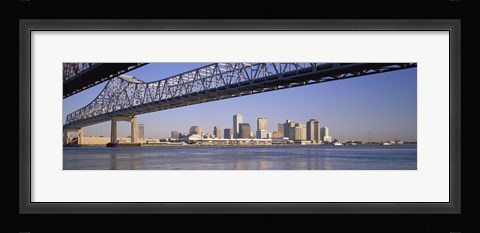 Framed Low angle view of bridges across a river, Crescent City Connection Bridge, Mississippi River, New Orleans, Louisiana, USA Print