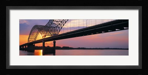 Framed Sunset, Hernandez Desoto Bridge And Mississippi River, Memphis, Tennessee, USA Print