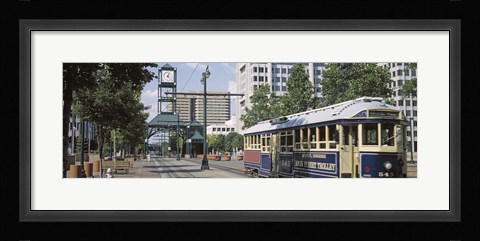 Framed View Of A Tram Trolley On A City Street, Court Square, Memphis, Tennessee, USA Print