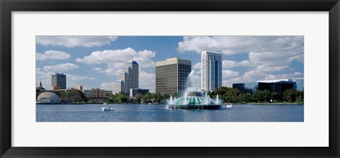 Framed Buildings at the waterfront, Lake Eola, Orlando, Florida, USA Print