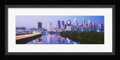 Framed Philadelphia Lit Up at Night Print
