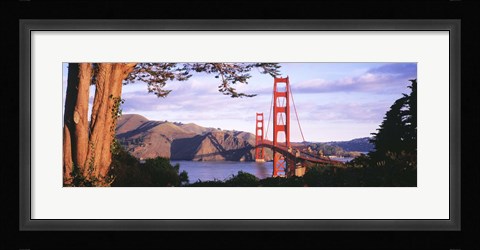 Framed Golden Gate Bridge with Mountains Print