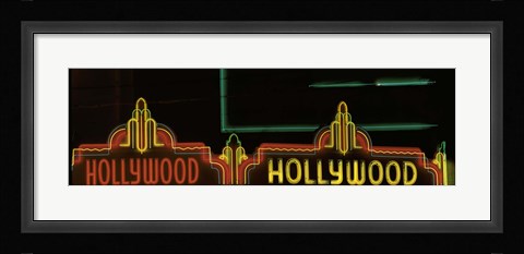 Framed Hollywood Neon Sign Los Angeles CA Print