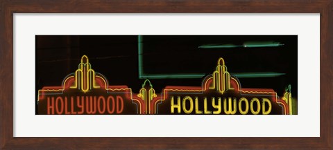 Framed Hollywood Neon Sign Los Angeles CA Print