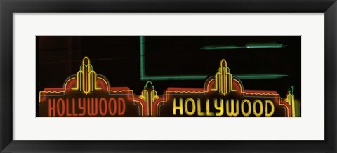 Framed Hollywood Neon Sign Los Angeles CA Print