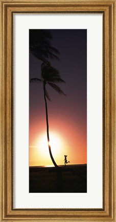 Framed Runner on Magic Island, Hawaii (vertical) Print