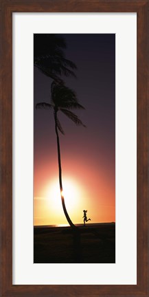 Framed Runner on Magic Island, Hawaii (vertical) Print