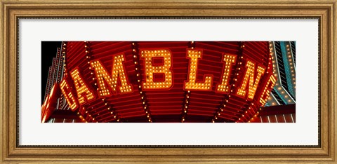 Framed Close-up of a neon sign of gambling, Las Vegas Print