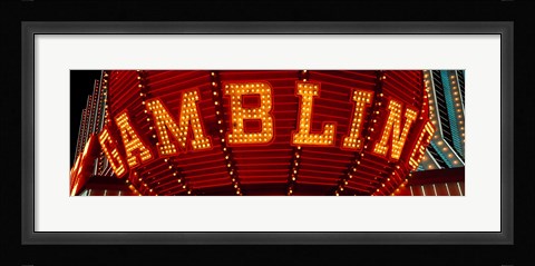 Framed Close-up of a neon sign of gambling, Las Vegas Print