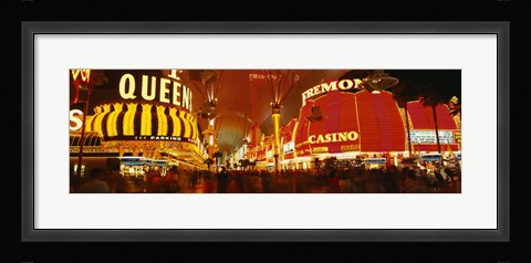 Framed Casino Lit Up At Night, Fremont Street, Las Vegas, Nevada Print