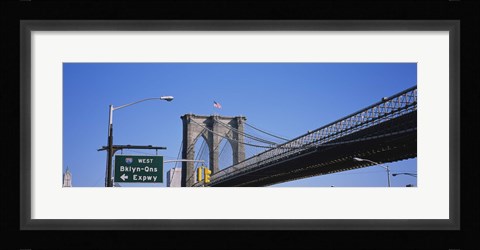 Framed Low angle view of a bridge, Brooklyn Bridge, Manhattan, New York City, New York State, USA Print