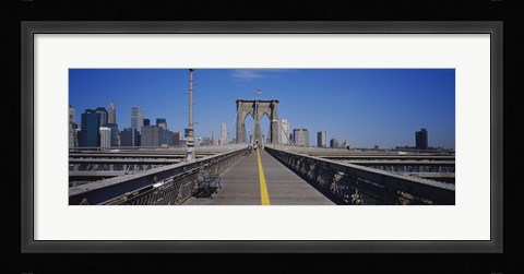 Framed Bench on a bridge, Brooklyn Bridge, Manhattan, New York City, New York State, USA Print