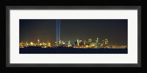 Framed New York City Lit Up at Night Print