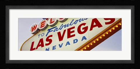 Framed Close-up of a welcome sign, Las Vegas, Nevada Print