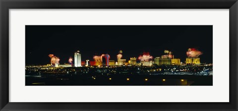 Framed Distant View of Buildings Lit Up At Night, Las Vegas, Nevada, USA Print