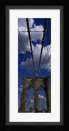 Framed Low angle view of a bridge, Brooklyn Bridge, Manhattan (color, vertical) Print