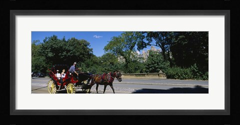Framed Tourists Traveling In A Horse Cart, NYC, New York City, New York State, USA Print