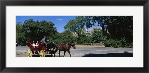 Framed Tourists Traveling In A Horse Cart, NYC, New York City, New York State, USA Print