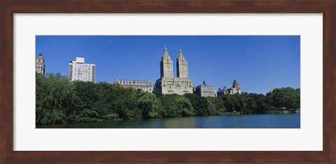 Framed Buildings on the bank of a lake, Manhattan, New York City, New York State, USA Print