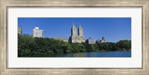 Framed Buildings on the bank of a lake, Manhattan, New York City, New York State, USA Print