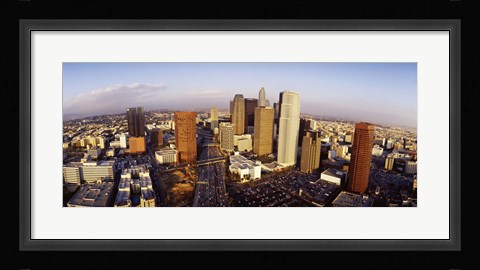 Framed High angle view of the Financial District, Los Angeles, California, USA Print
