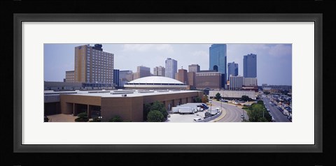 Framed High Angle View Of Office Buildings In A City, Dallas, Texas, USA Print