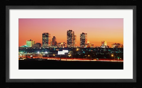 Framed Fort Worth at dusk, Texas Print