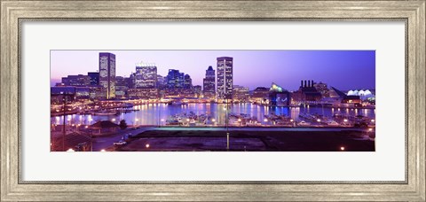 Framed Inner Harbor, Baltimore, Maryland at Night Print