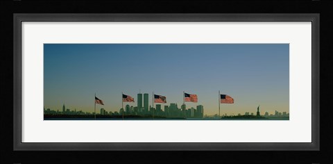 Framed American flags in a row, New York City, New York State, USA Print