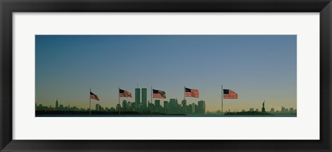 Framed American flags in a row, New York City, New York State, USA Print