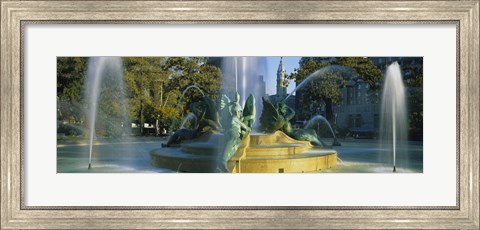 Framed Fountain In Front Of A Building, Logan Circle, City Hall, Philadelphia, Pennsylvania, USA Print