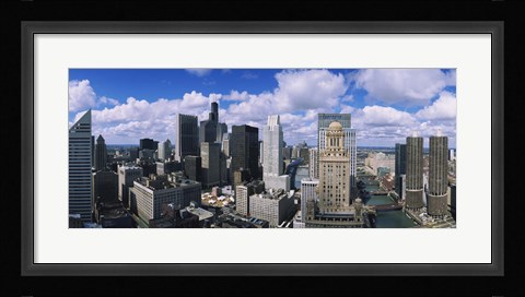 Framed Aerial view of a river, Chicago River, Chicago, Illinois, USA Print