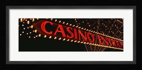 Framed Low angle view of neon sign, Las Vegas, Nevada, USA Print