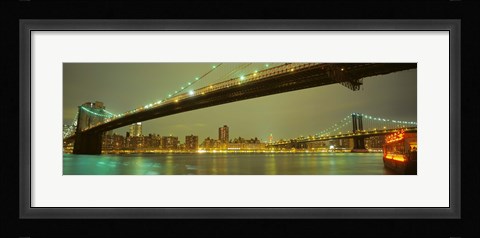 Framed USA, New York, Brooklyn and Manhattan Bridges Print