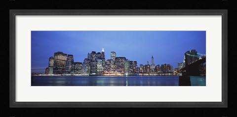 Framed New York Ciry at Night with Bright Blue Sky Print