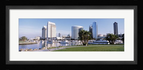 Framed Panoramic View Of Marina Park And City Skyline, San Diego, California, USA Print