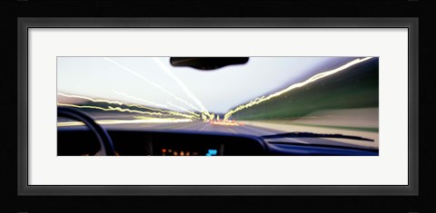 Framed Truck In Motion From Driver's Perspective, Atlanta, Georgia, USA Print