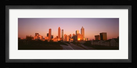 Framed Sun reflecting off skyscrapers in Atlanta, Georgia, USA Print