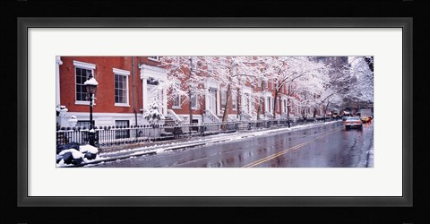 Framed Winter, Snow In Washington Square, NYC, New York City, New York State, USA Print