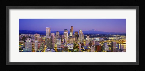 Framed Seattle Lit up, Washington State Print