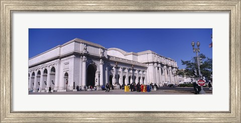 Framed USA, Washington DC, Tourists walking in front of Union Station Print