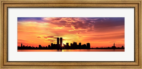 Framed US, New York City, skyline, sunrise Print