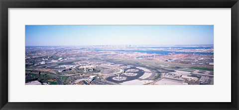 Framed USA, New Jersey, Newark Airport, Aerial view with Manhattan in background Print